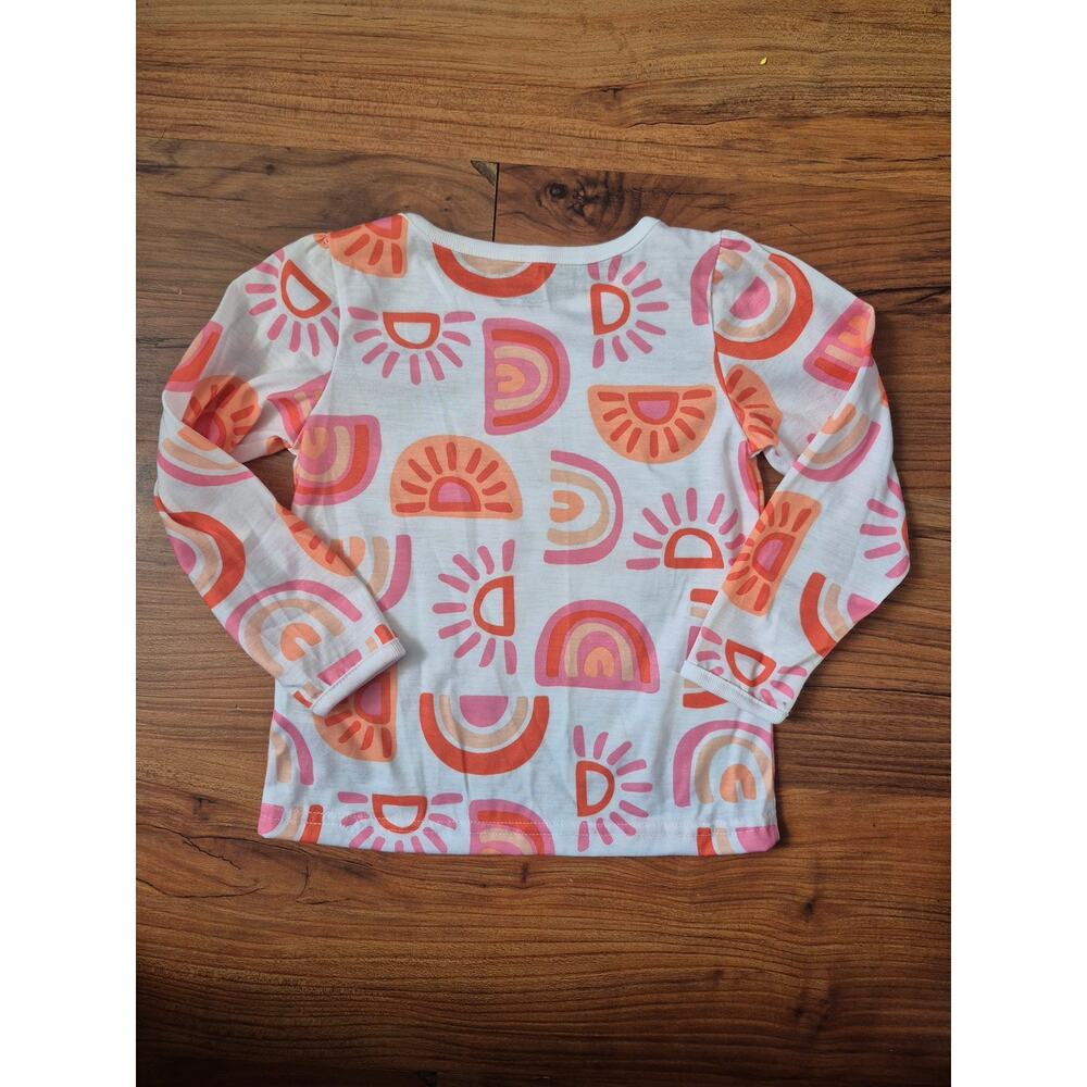 Carter's Shirt Girls Sized 3T Boho Rainbow Long Sleeve Crew Neck White Pink 8237 - Picture 6 of 7